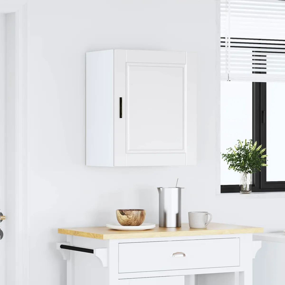 White Engineered Wood Wall Cabinet for Kitchen Needs