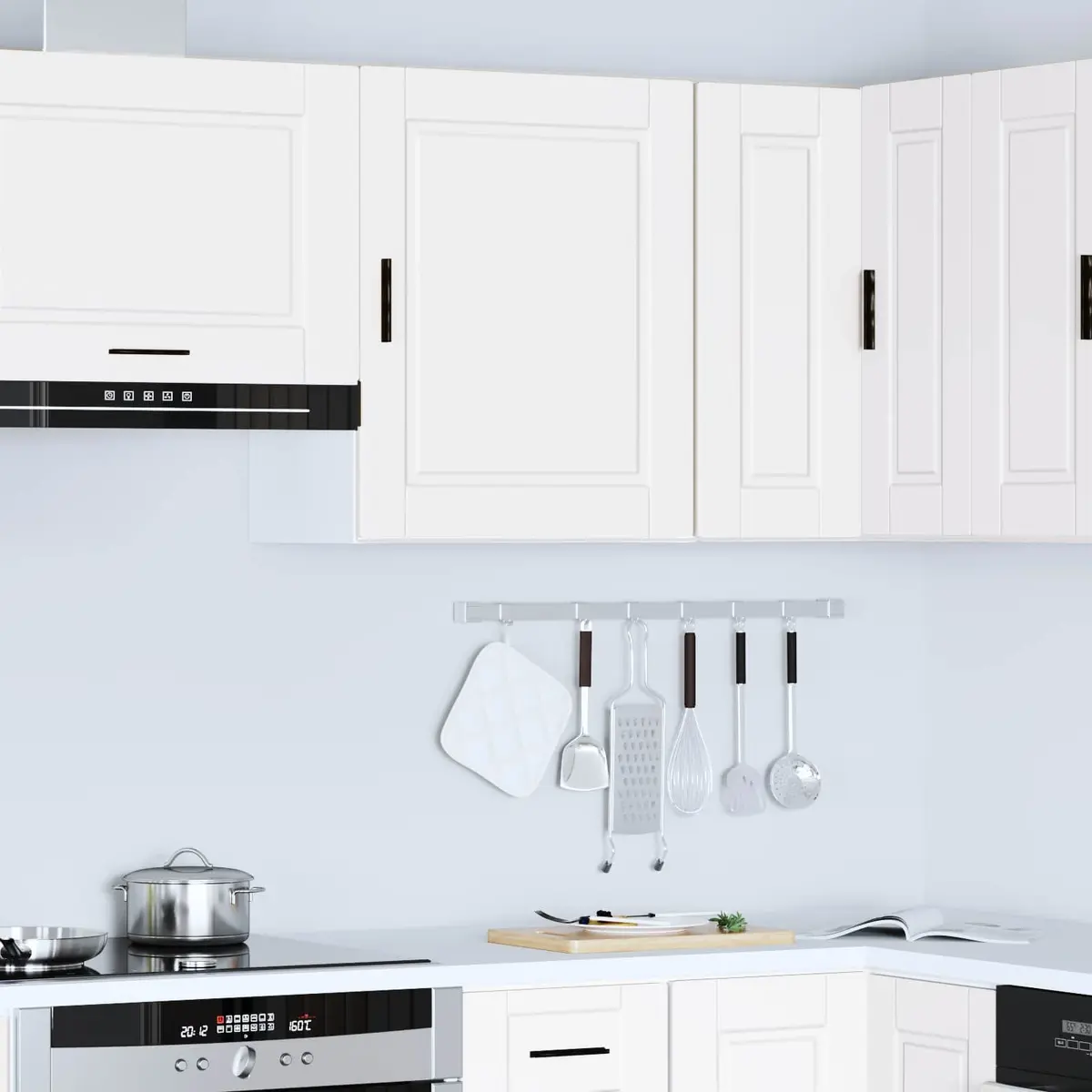 White Engineered Wood Wall Cabinet for Kitchen Needs