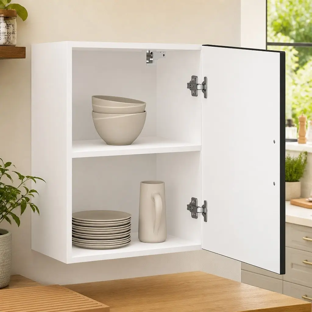 Wall Mounted Kitchen Cabinet Storage Cupboard with Door Engineered Wood White