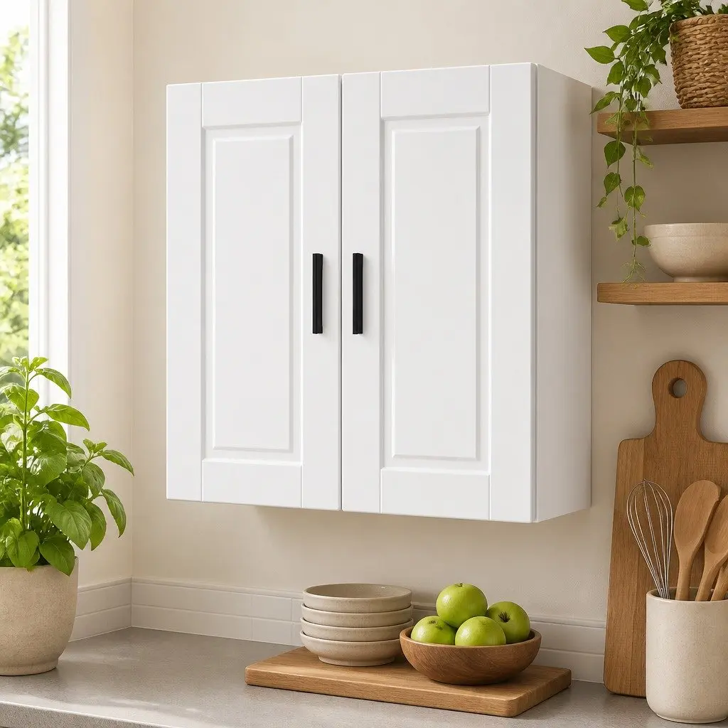 Kitchen Cabinet Storage Organiser Wall-Mounted White Engineered Wood