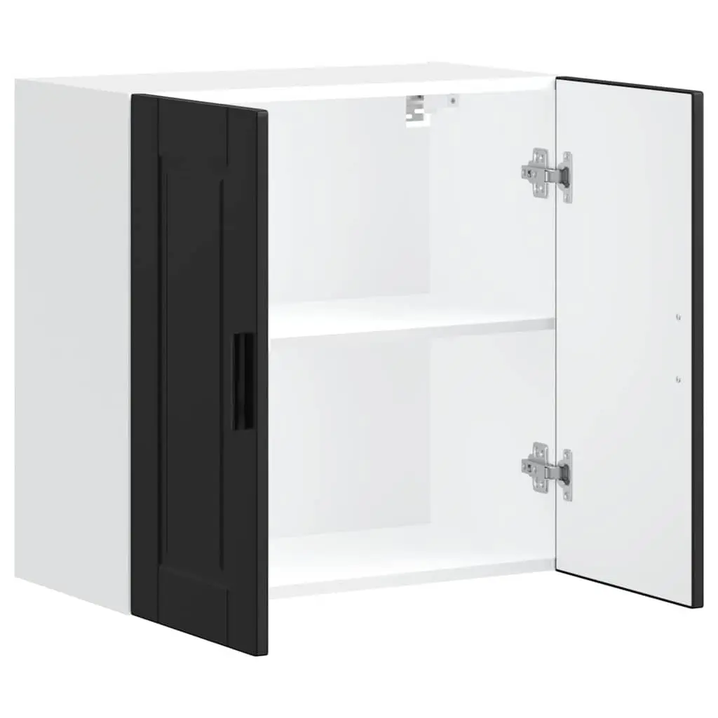 Kitchen Cabinet Black Engineered Wood Storage Organizer Wall Mounted