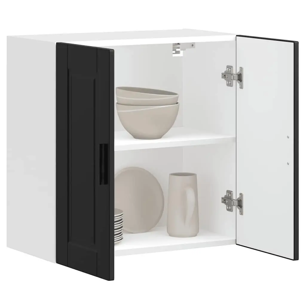 Kitchen Cabinet Black Engineered Wood Storage Organizer Wall Mounted