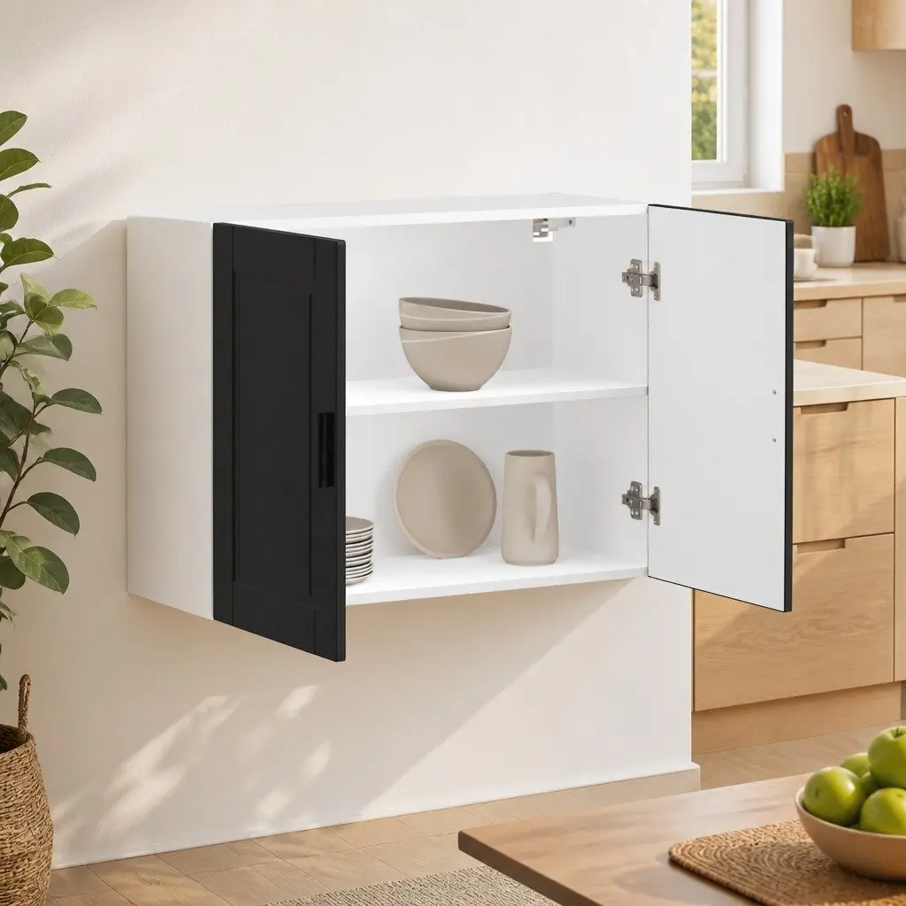 Kitchen Wall Cabinet with Black Finish