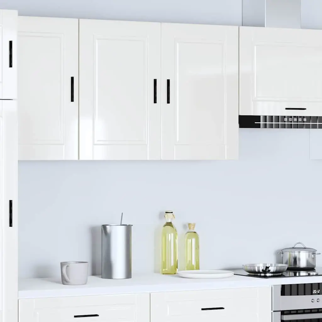 Kitchen Wall Cabinet White High Gloss Engineered Wood Storage Cupboard Organiser