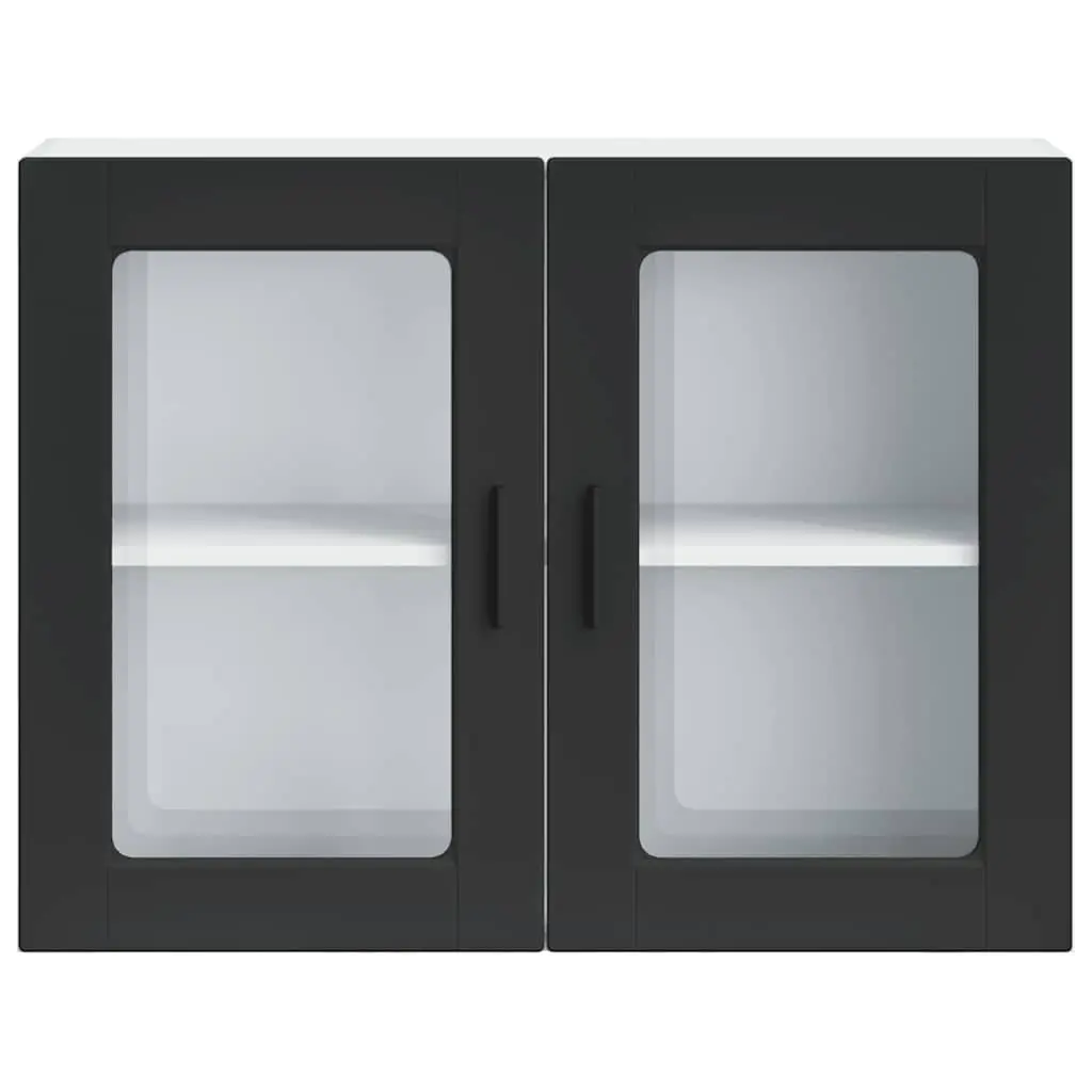 Kitchen Wall Cabinet Storage Unit Wall-Mounted Black Glass Door