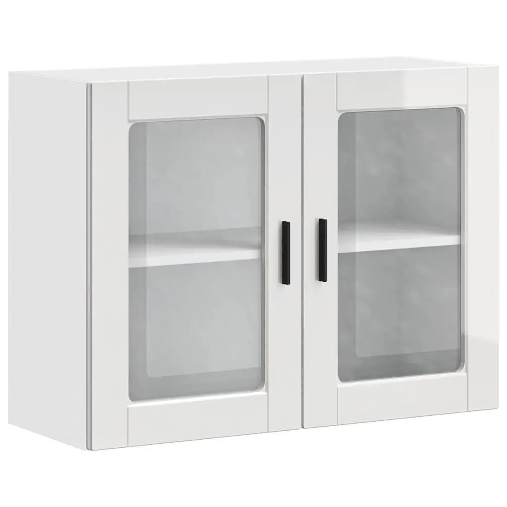 Kitchen Wall Cabinet Glass Door Storage Cupboard Wall-Mounted White High Gloss