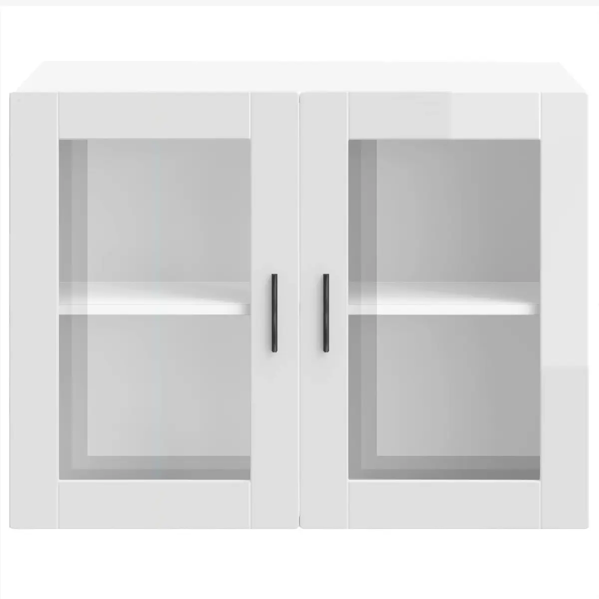 Kitchen Wall Cabinet Glass Door Storage Cupboard Wall-Mounted White High Gloss