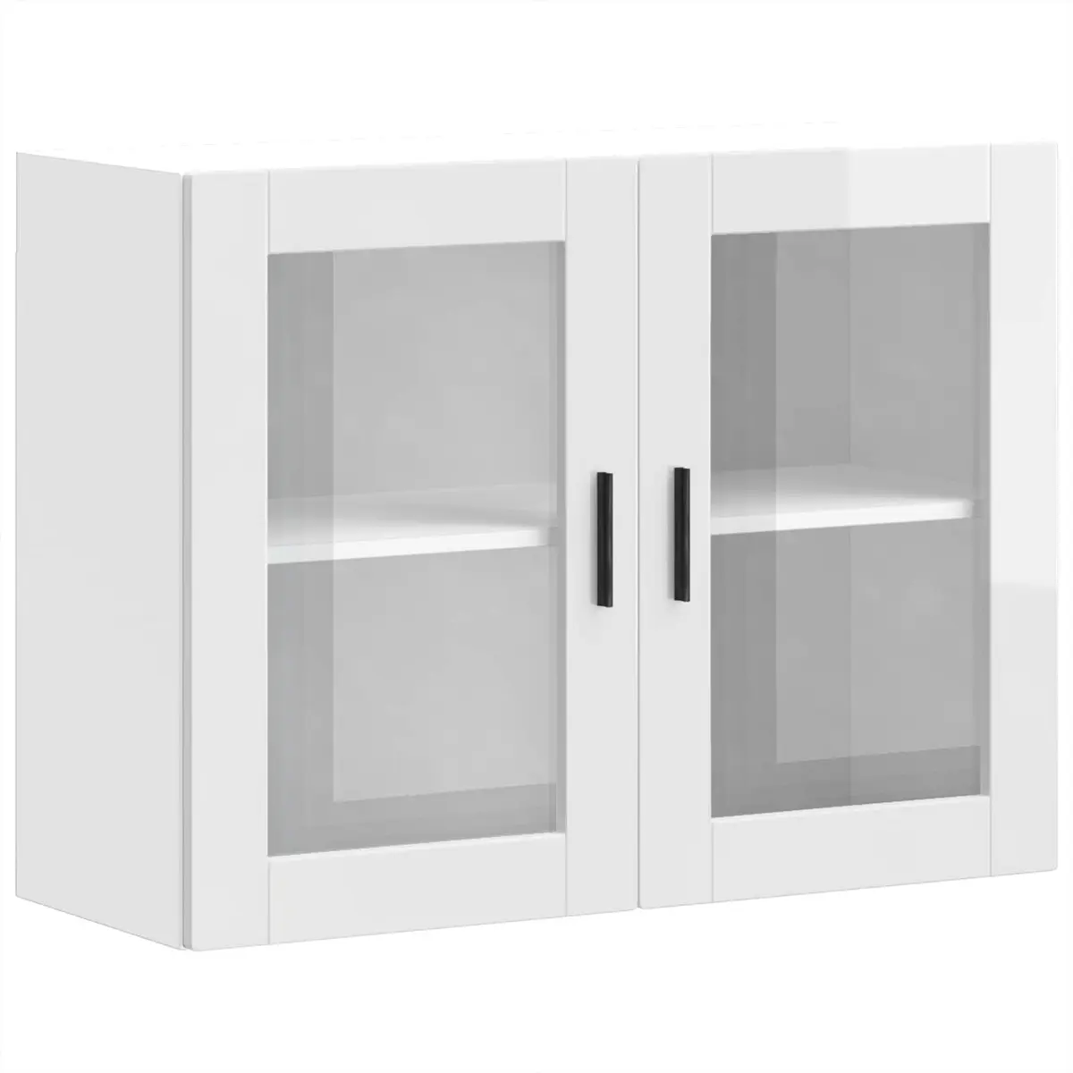 Kitchen Wall Cabinet Glass Door Storage Cupboard Wall-Mounted White High Gloss