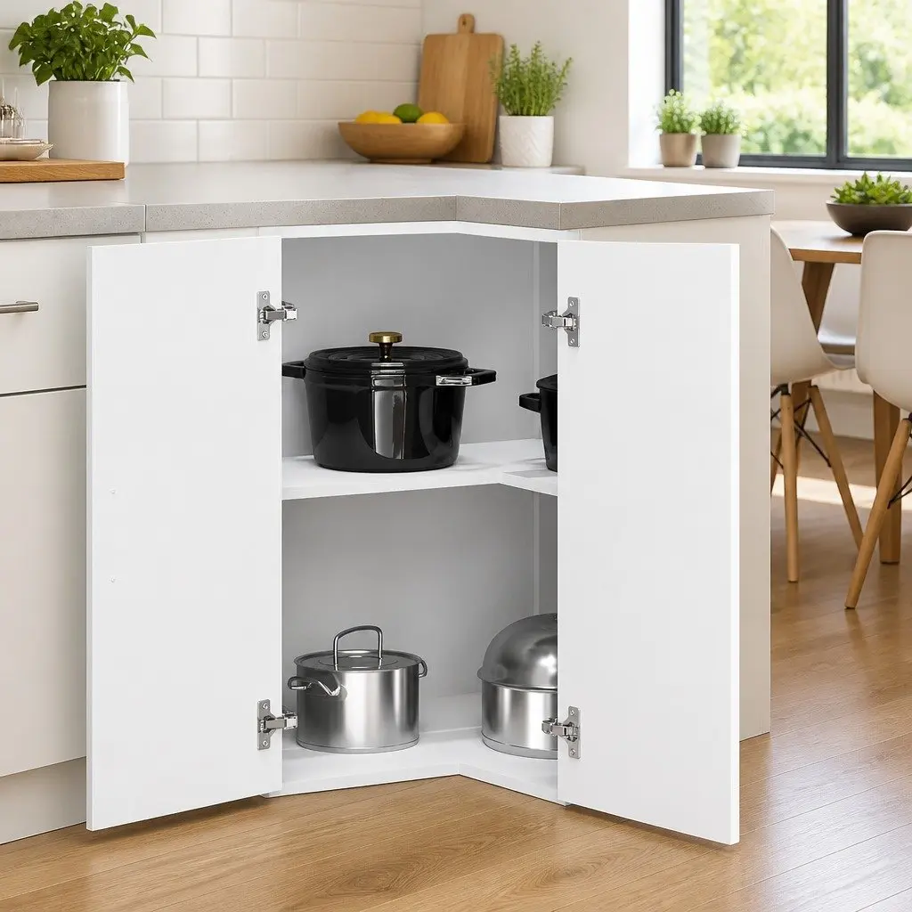 Kitchen Corner Cabinet White Engineered Wood Wall-Mounted Storage