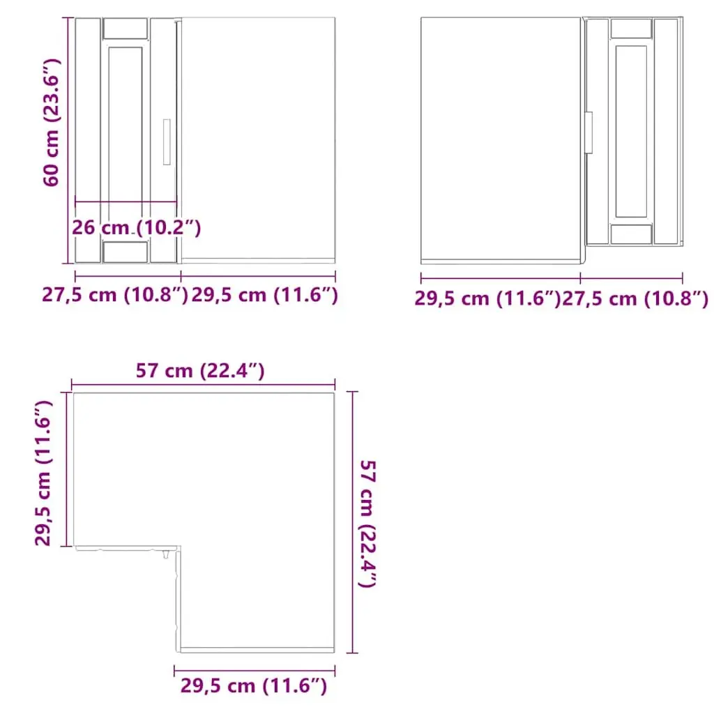 Kitchen Corner Cabinet White Engineered Wood Wall-Mounted Storage
