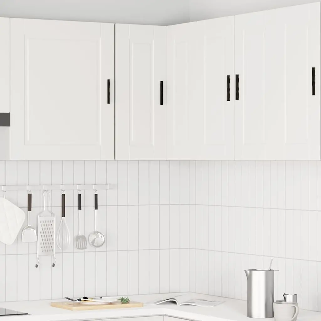 Kitchen Corner Cabinet White Engineered Wood Wall-Mounted Storage