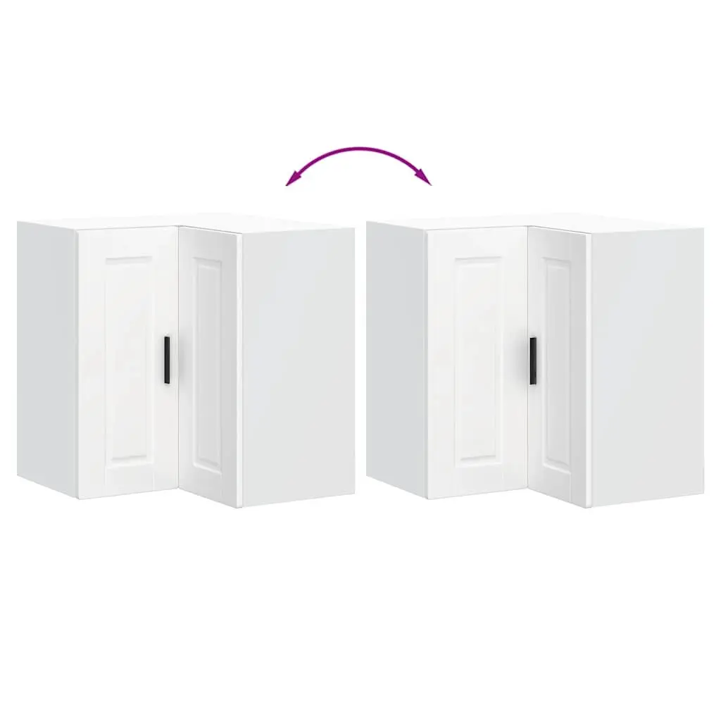 Kitchen Corner Cabinet White Engineered Wood Wall-Mounted Storage