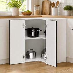 Kitchen Wall Corner Cabinet Black Engineered Wood Storage Unit Cupboard
