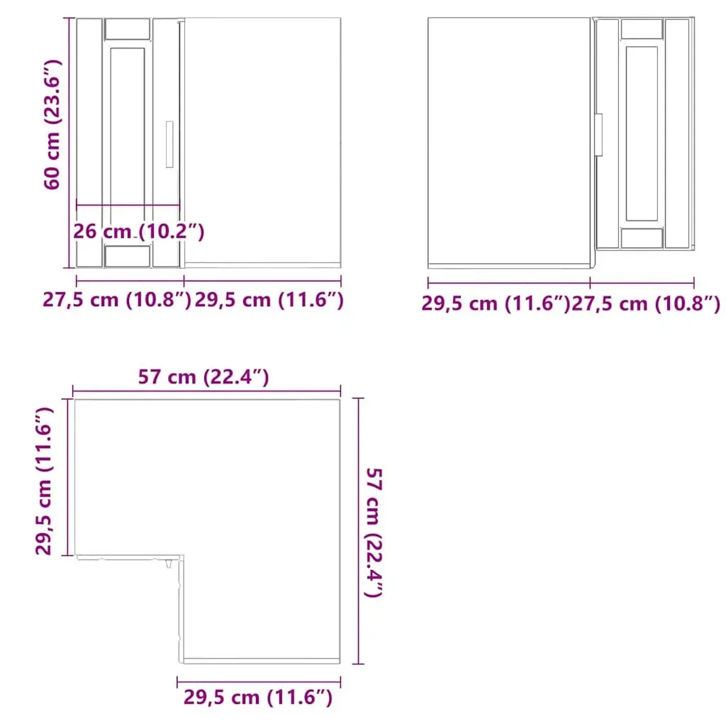 Black Engineered Wood Kitchen Corner Cabinet
