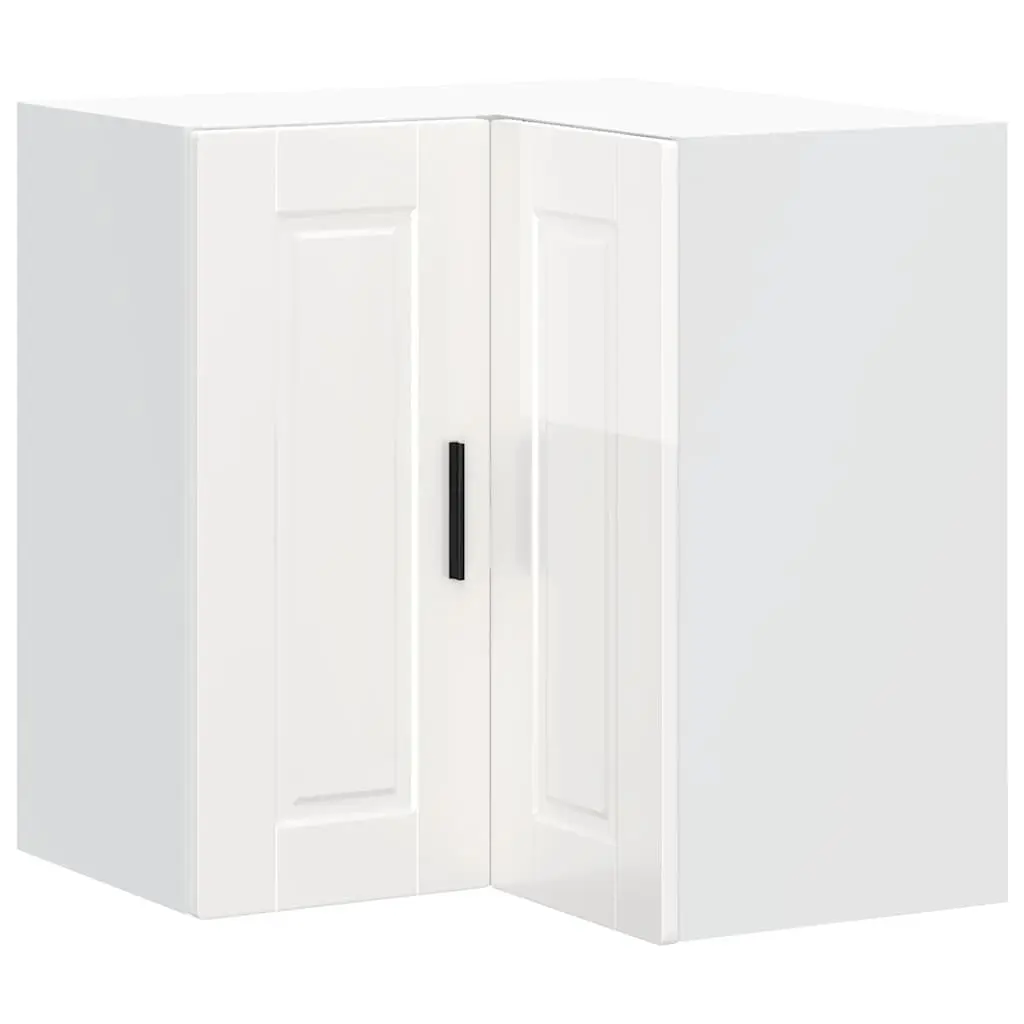 Kitchen Corner Cabinet White Engineered Wood Wall Mounted Storage Cupboard