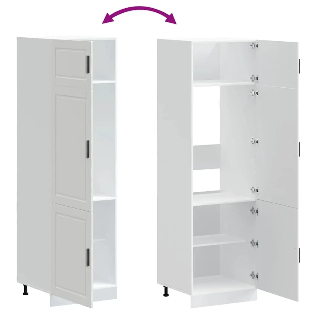 White Kitchen Cupboard Storage Cabinet Engineered Wood Adjustable Feet