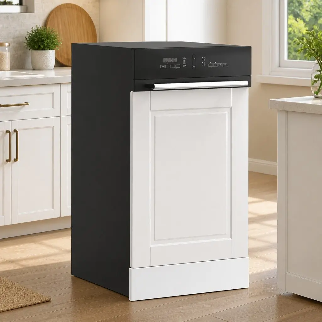 Dishwasher Panel White High Gloss Engineered Wood 45 x 1.5 x 57 cm
