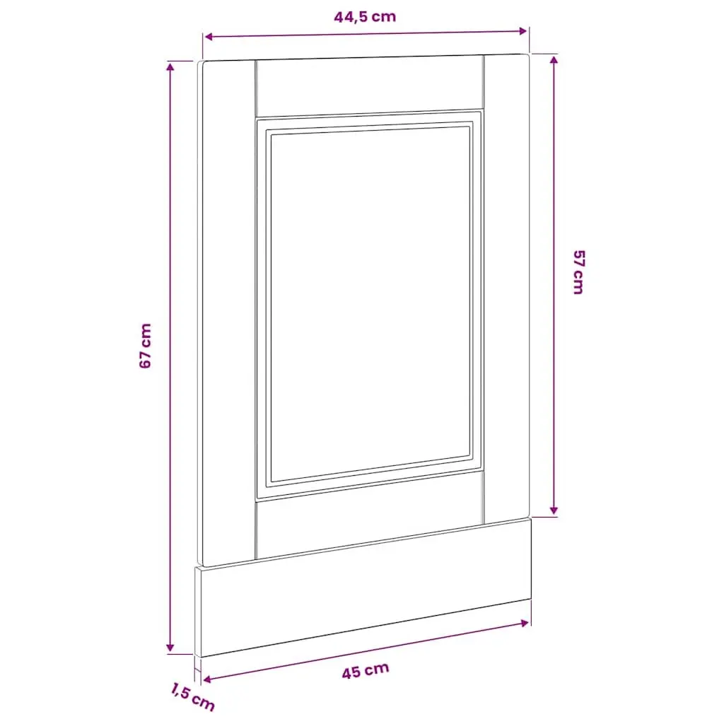 Dishwasher Panel White High Gloss Engineered Wood 45 x 1.5 x 57 cm
