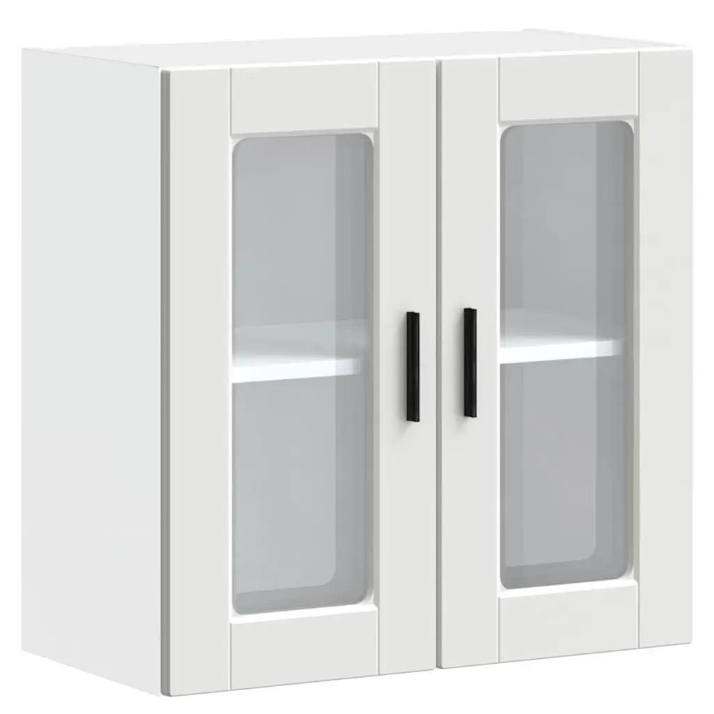 Kitchen Wall Cabinet Glass Door Storage Cupboard Wall-Mounted White