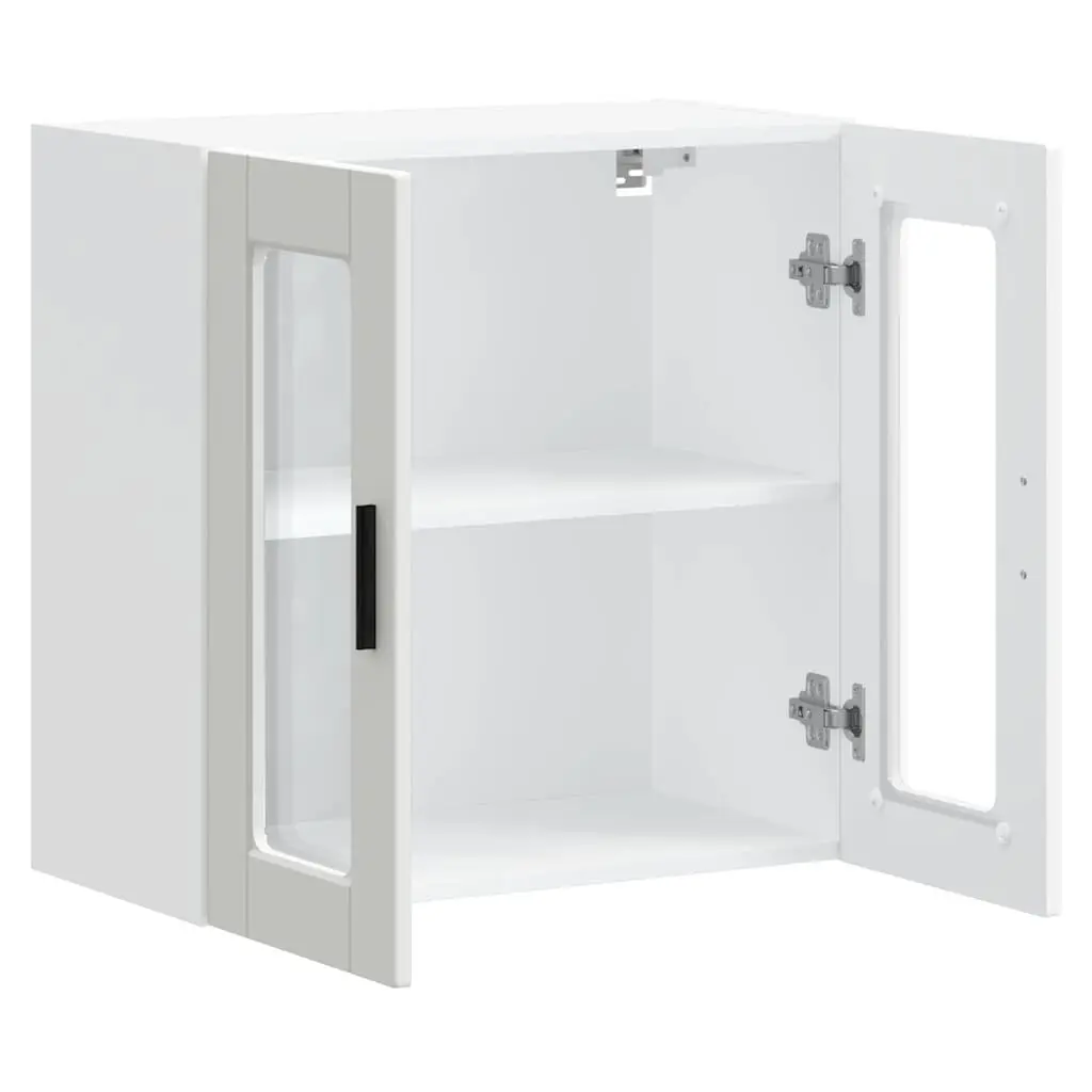 Kitchen Wall Cabinet Glass Door Storage Cupboard Wall-Mounted White