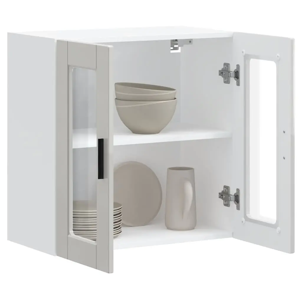 Kitchen Cabinet Wall-Mounted Storage Unit White High Gloss Glass Door