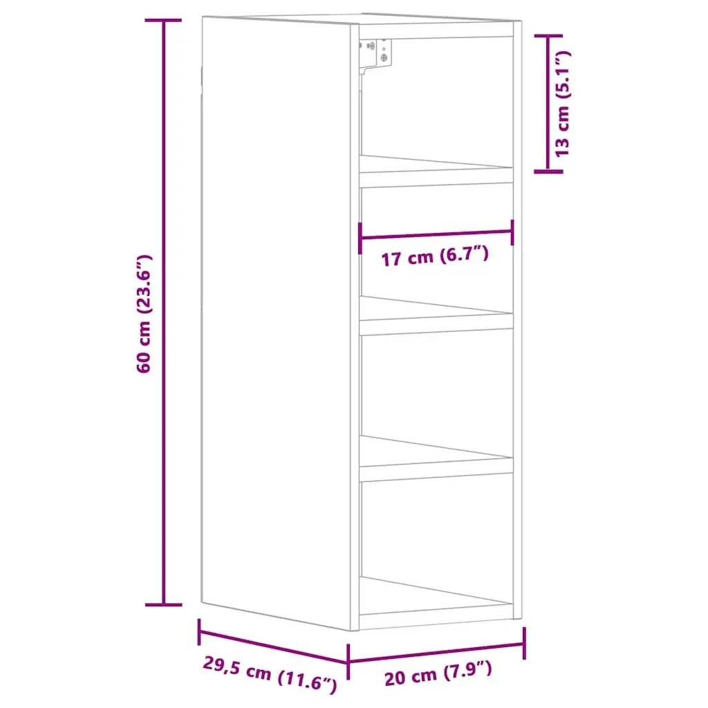 Hanging Kitchen Cabinet Storage Engineered Wood White 20x29.5x60cm