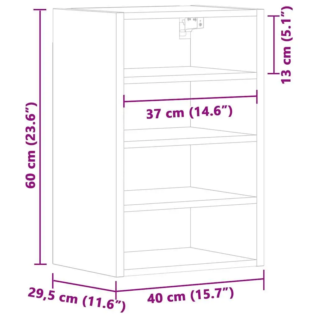 Hanging Cabinet Wall-Mounted Kitchen Storage Engineered Wood 40x29.5x60cm White