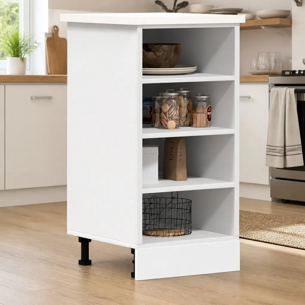 White Storage Cupboard Engineered Wood Bottom Kitchen Cabinet 40x44.5x81.5cm