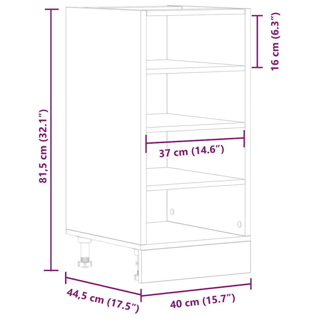 White Storage Cupboard Engineered Wood Bottom Kitchen Cabinet 40x44.5x81.5cm