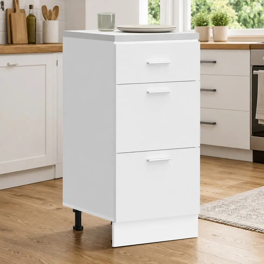 White Kitchen Cabinet 40x46x81.5cm for Storage