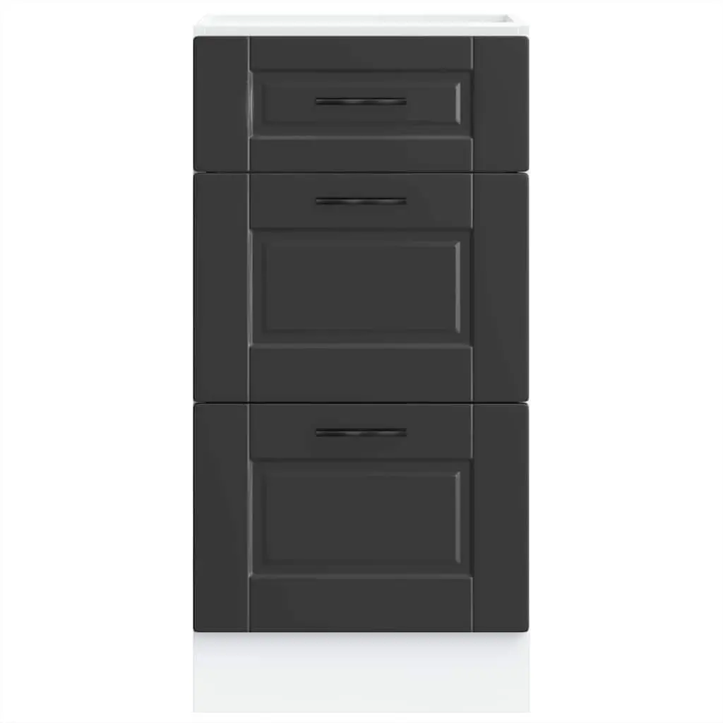 Kitchen Base Cabinet Black Engineered Wood Storage Cupboard Adjustable Feet