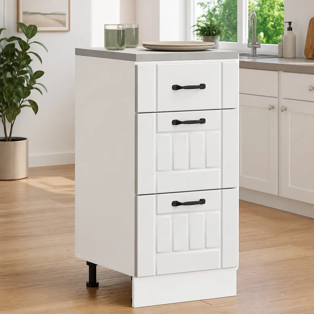 Kitchen Base Cabinet White Engineered Wood Storage Cupboard Unit Furniture