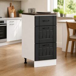 Kitchen Base Cabinet Black Storage Unit Engineered Wood Cupboard Lucca Design