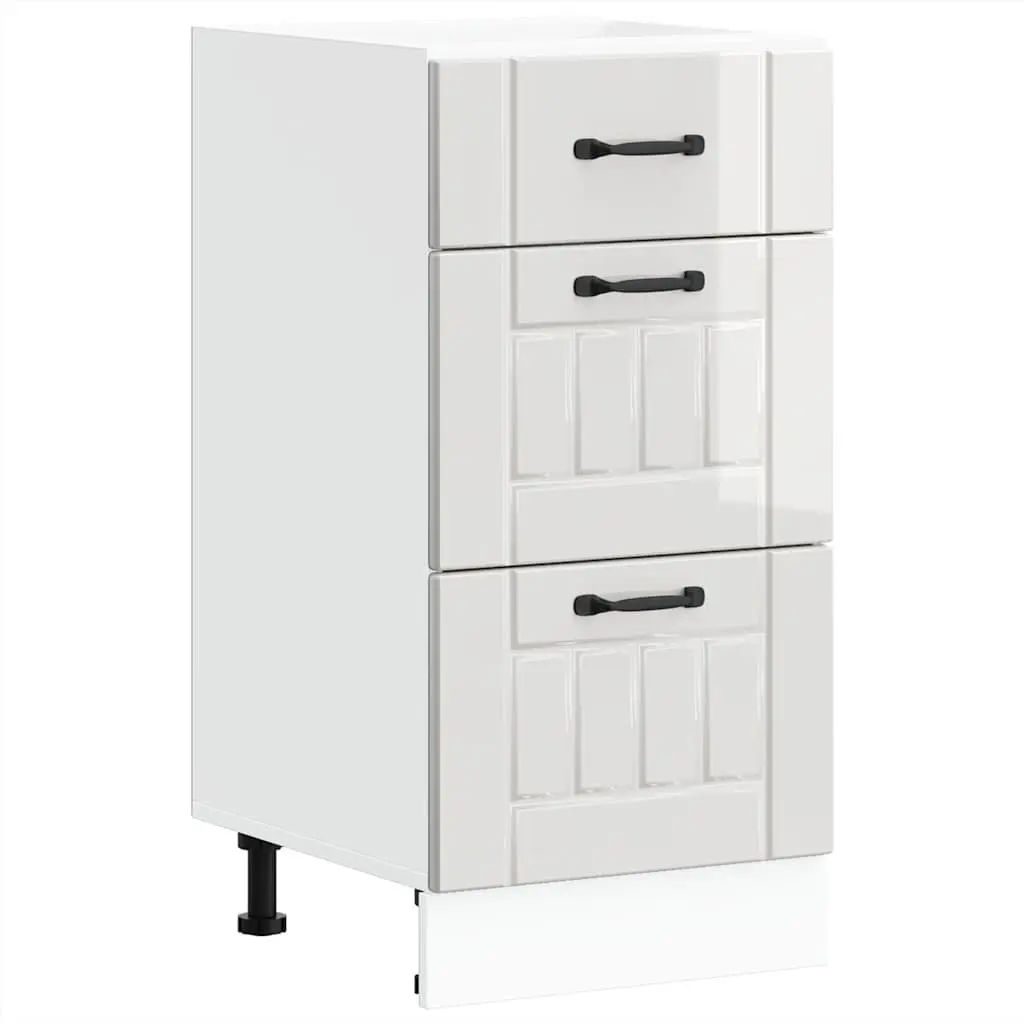 Kitchen Base Cabinet White Engineered Wood Storage Cupboard Unit Adjustable Feet