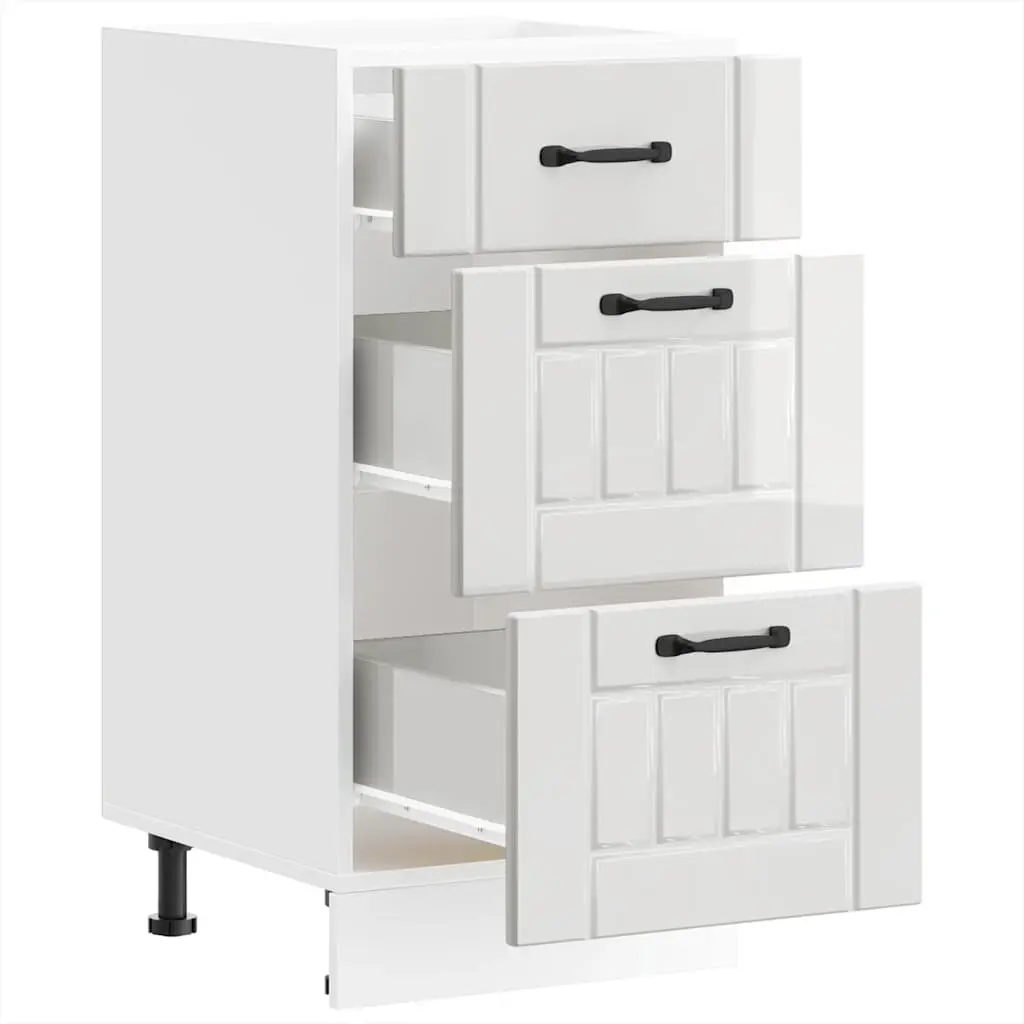 Kitchen Base Cabinet White Engineered Wood Storage Cupboard Unit Adjustable Feet