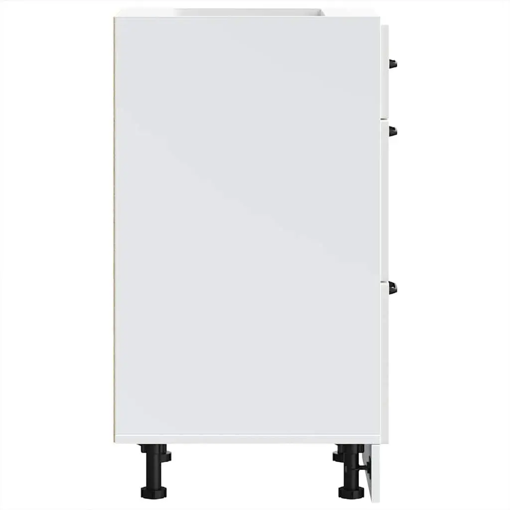 Kitchen Base Cabinet White Engineered Wood Storage Cupboard Unit Adjustable Feet
