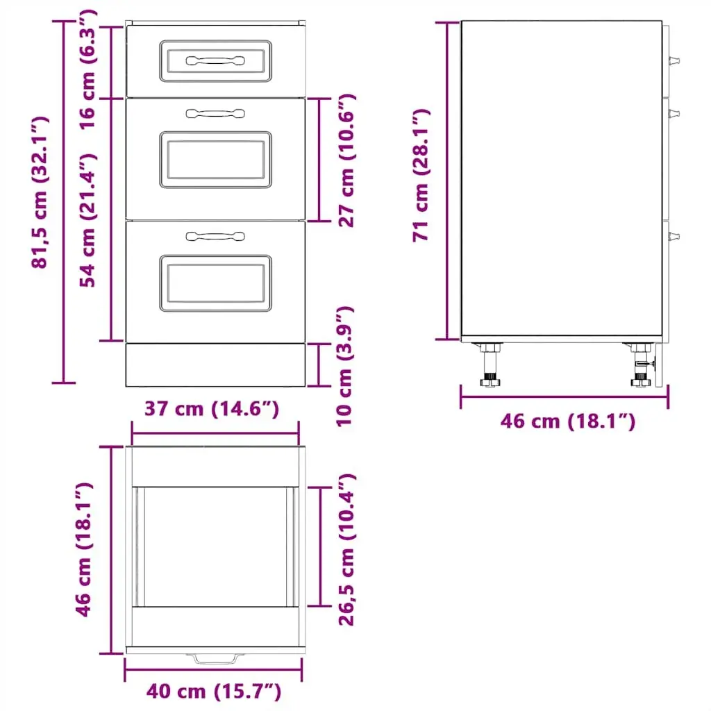 Kitchen Base Cabinet Storage Cupboard White Engineered Wood Adjustable Doors