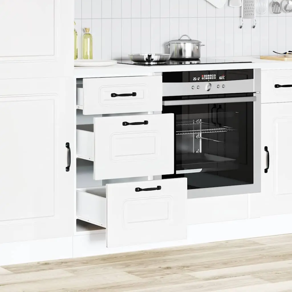 Kitchen Base Cabinet Storage Cupboard White Engineered Wood Adjustable Doors