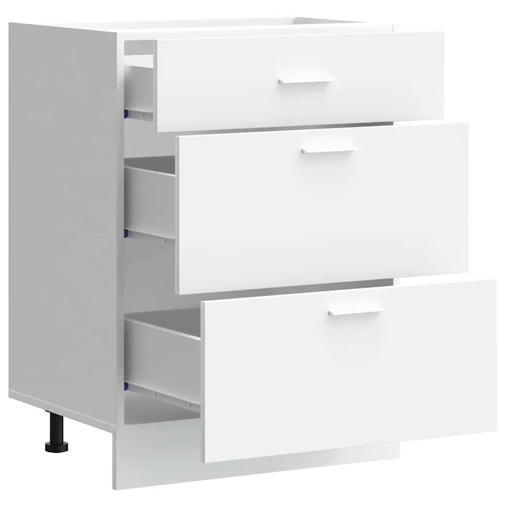 Kitchen Base Cabinet White Storage Cupboard Engineered Wood Adjustable Feet