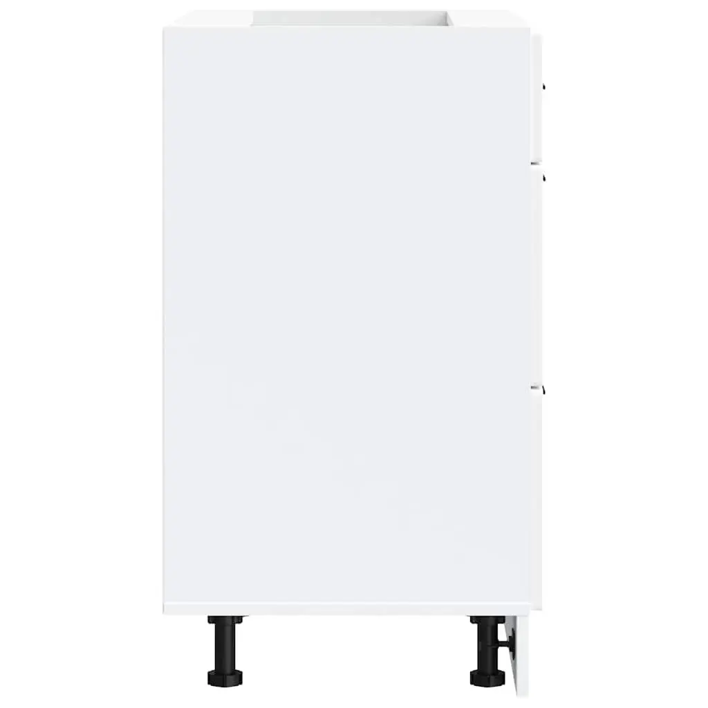 Kitchen Base Cabinet White Engineered Wood Storage Cupboard with Adjustable Feet
