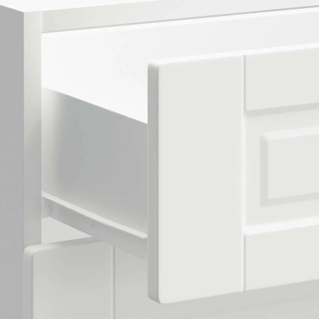 Kitchen Base Cabinet White Engineered Wood Storage Cupboard with Adjustable Feet
