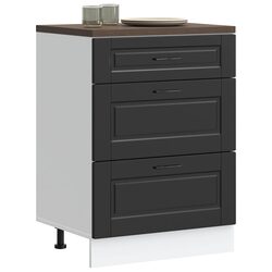 Kitchen Base Cabinet Black Storage Unit Cupboard Organiser Engineered Wood