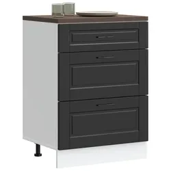 Kitchen Base Cabinet Black Storage Unit Cupboard Organiser Engineered Wood