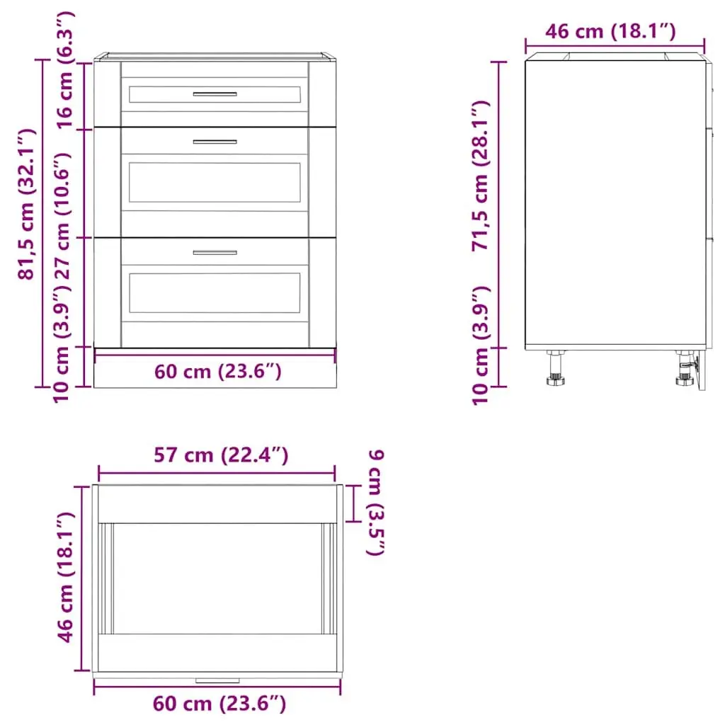 Kitchen Base Cabinet White High Gloss Engineered Wood Storage Cupboard