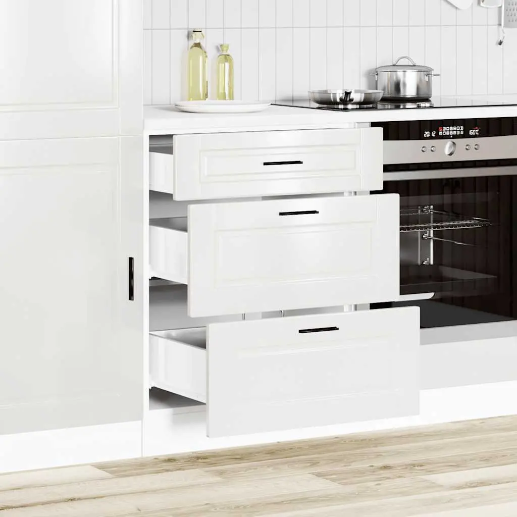 Kitchen Base Cabinet White High Gloss Engineered Wood Storage Cupboard