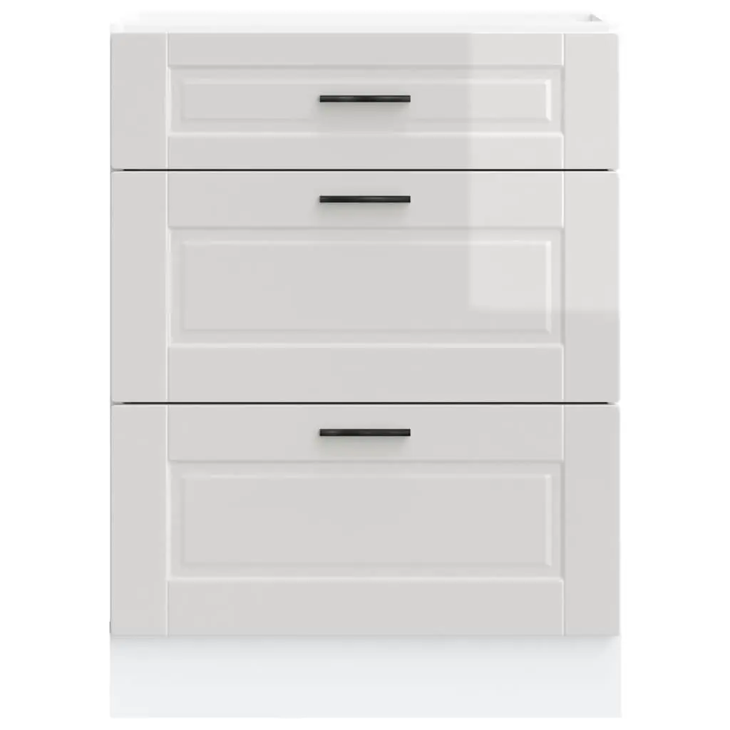 Kitchen Base Cabinet White High Gloss Engineered Wood Storage Cupboard