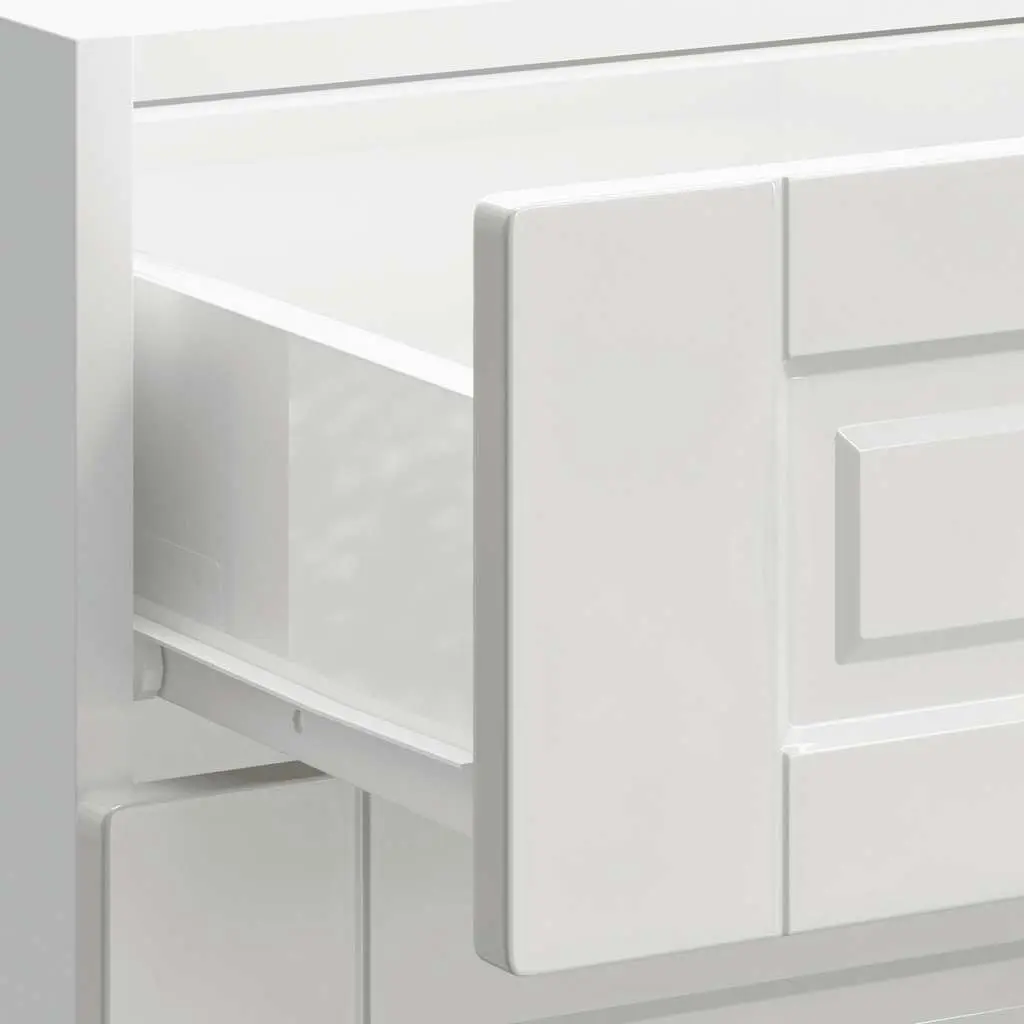 Kitchen Base Cabinet White High Gloss Engineered Wood Storage Cupboard