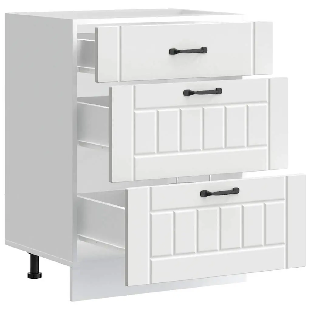 White Engineered Wood Kitchen Cabinet