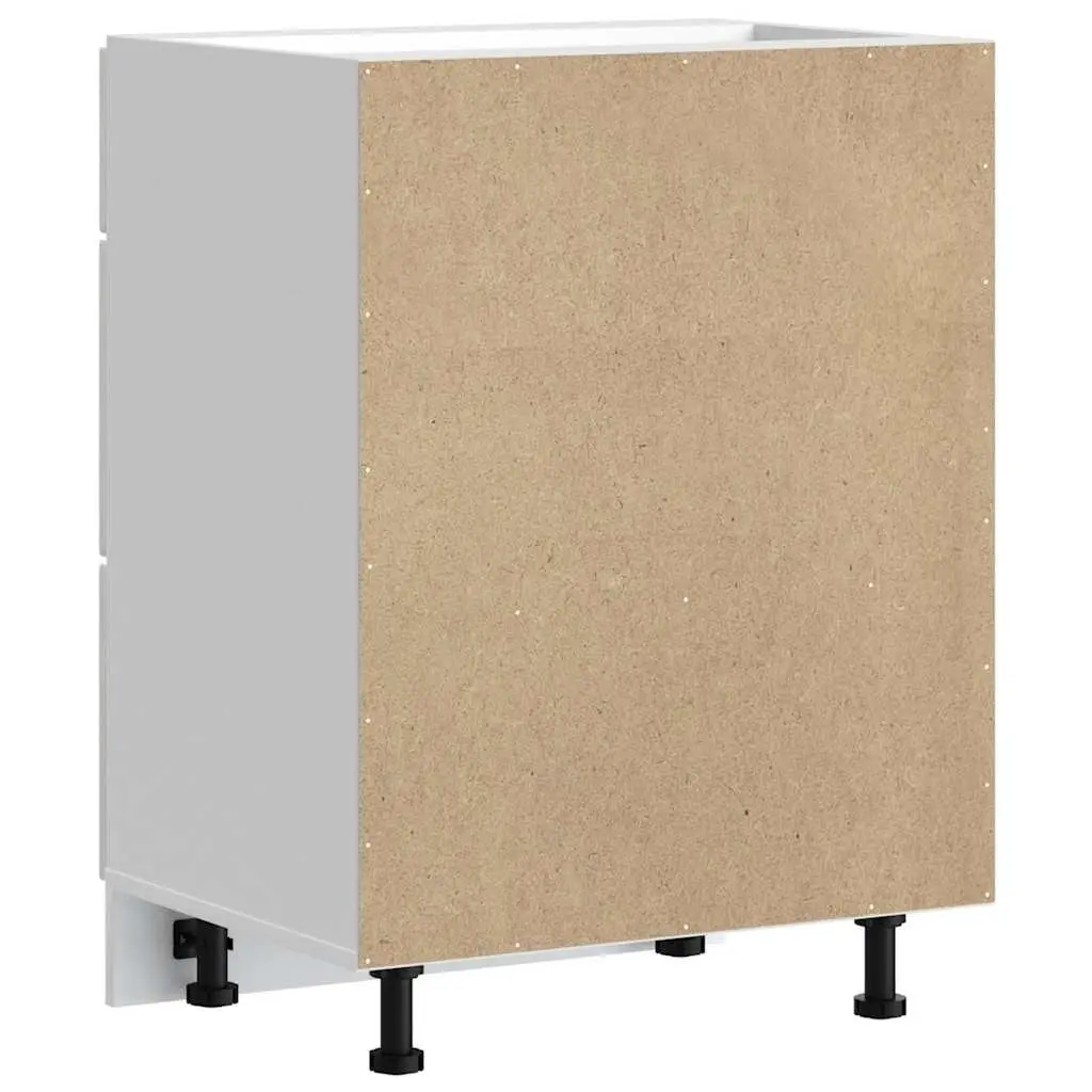 Kitchen Base Cabinet White Engineered Wood Storage Cupboard with Adjustable Feet