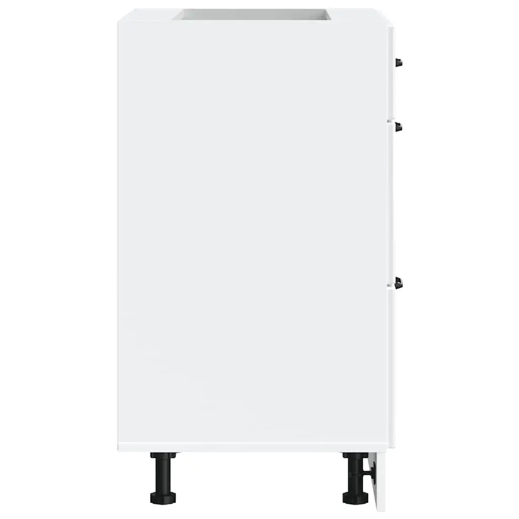 Kitchen Base Cabinet White Engineered Wood Storage Cupboard with Adjustable Feet